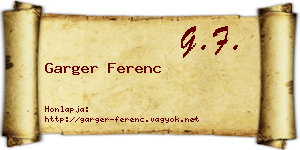 Garger Ferenc névjegykártya